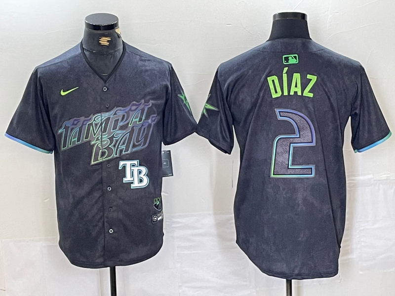Men Tampa Bay Rays #2 Yandy Diaz Nike MLB Limited City Connect Black 2024 Jersey style 2->->MLB Jersey